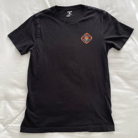 Hurley Mens Black Graphic T-Shirt Short Sleeve Logo Casual Surf Skate Size Small - Picture 2 of 4